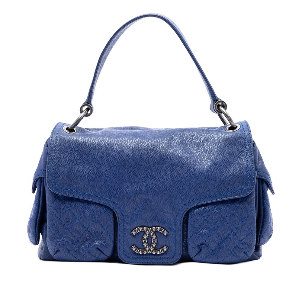 Pre-Loved Chanel Glazed Caviar Coco Rider Multi Pocket Rider Flap